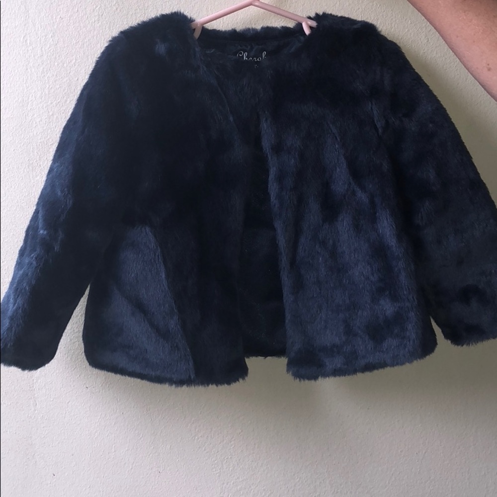 Toddler girl faux fur open coat/jacket